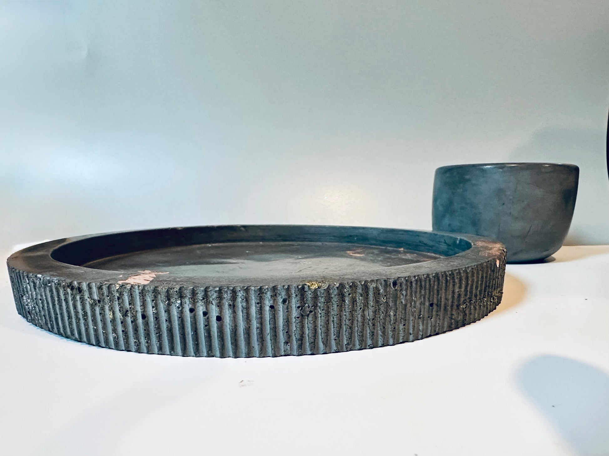 Cement tray and pot bundle, decor for gift or home decor, candles, plants, bath products