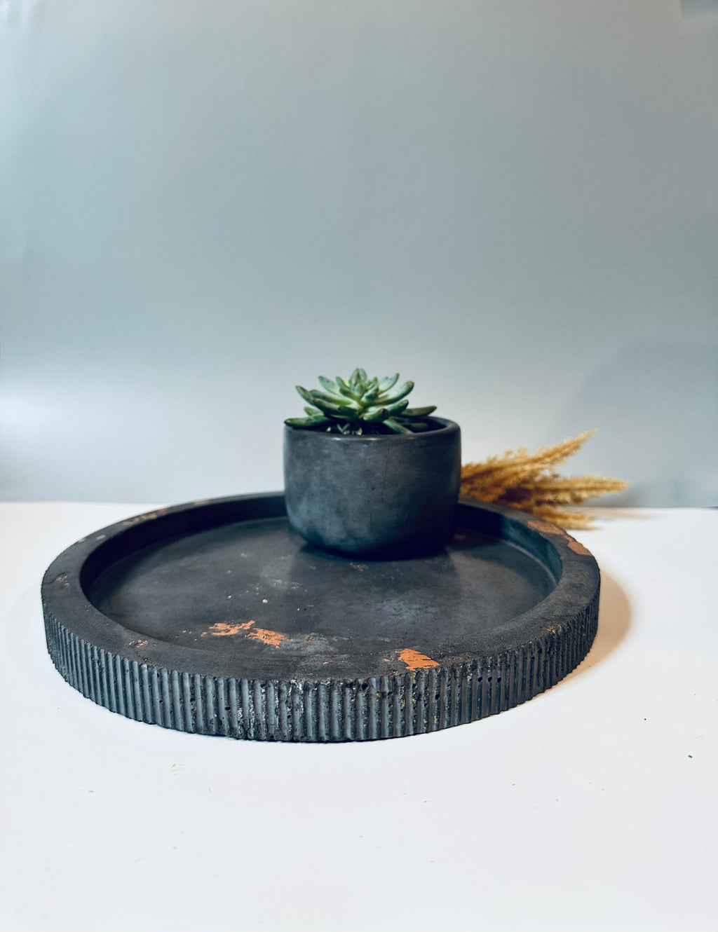 Cement tray and pot bundle, decor for gift or home decor, candles, plants, bath products