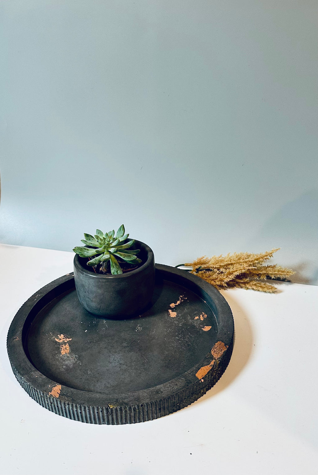 Cement tray and pot bundle, decor for gift or home decor, candles, plants, bath products