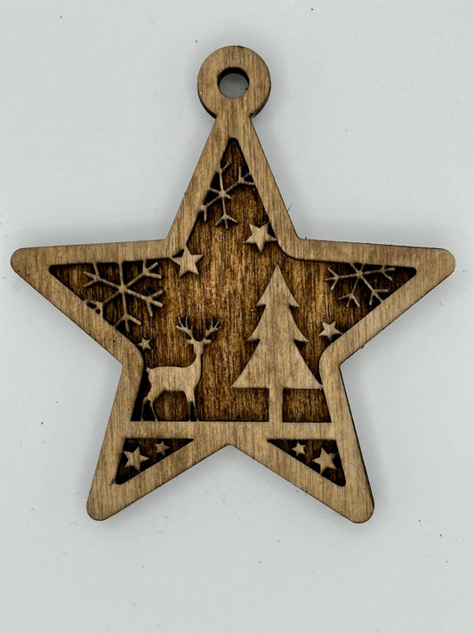 Wooden star ornament