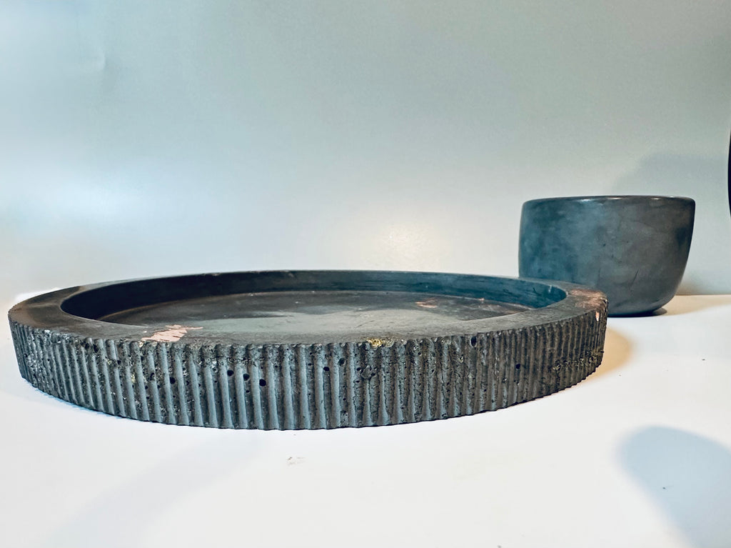 Cement tray and pot bundle, decor for gift or home decor, candles, plants, bath products