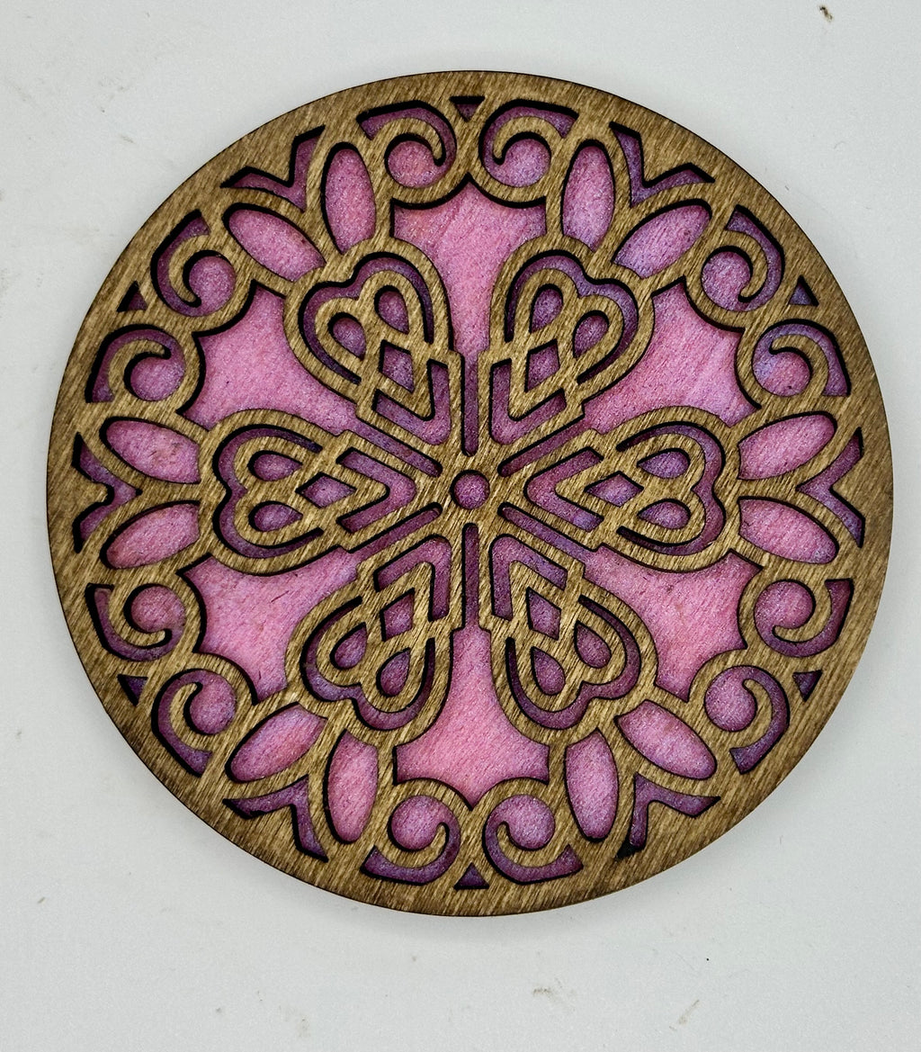 Set of six wooden coasters with holder for gift giving or your own home decor